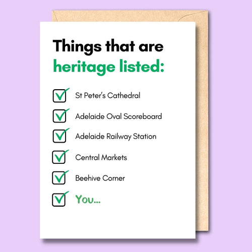 CARD- THINGS THAT ARE HERITAGE LISTED