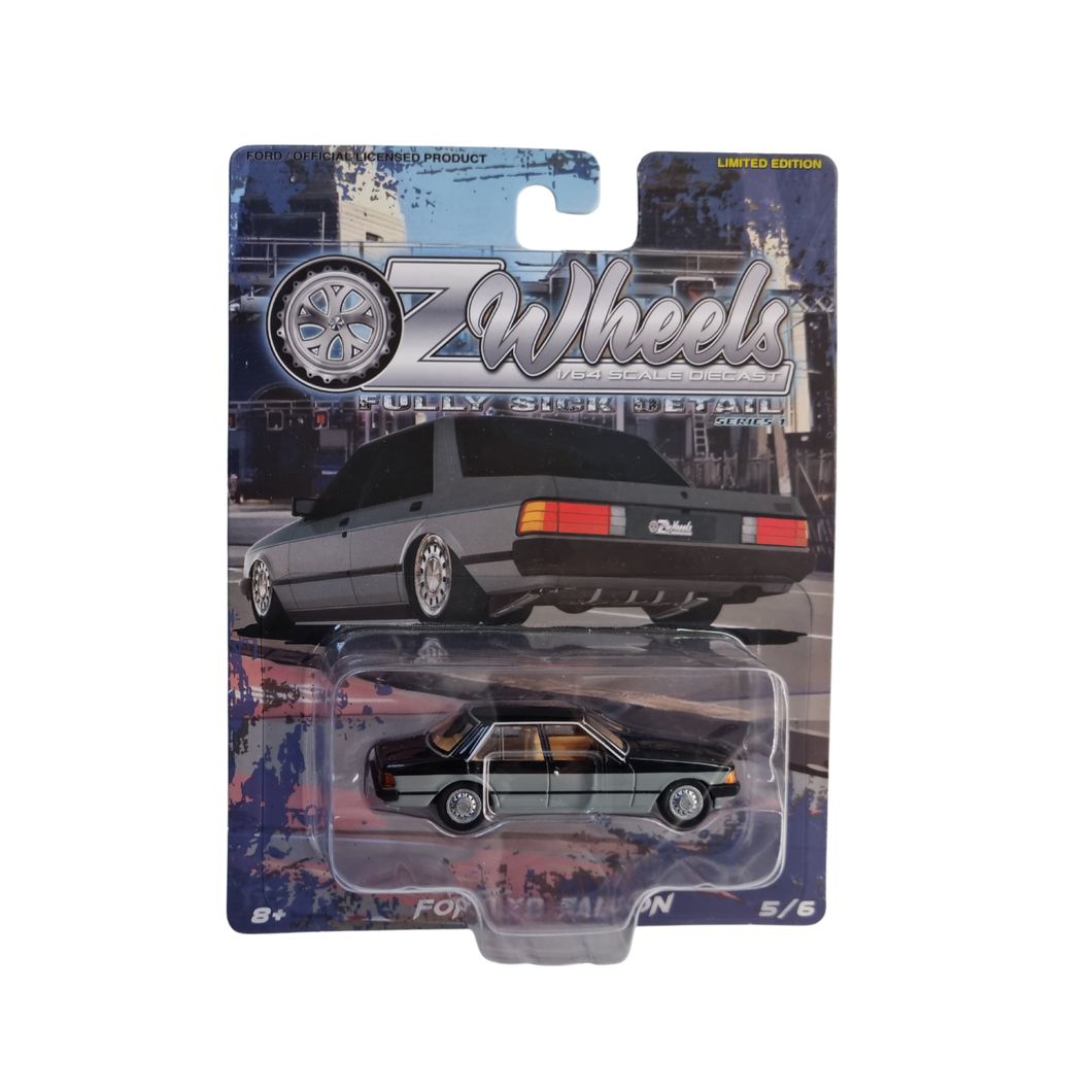 OzWheels 1:64 Ford XD Falcon Sedan Diecast Model Car – Black/Grey
