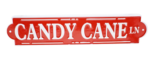 Metal Candy Cane Lane Sign