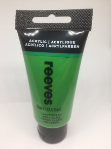 PAINT 75ml LIGHT GREEN REEVES ACRYLIC